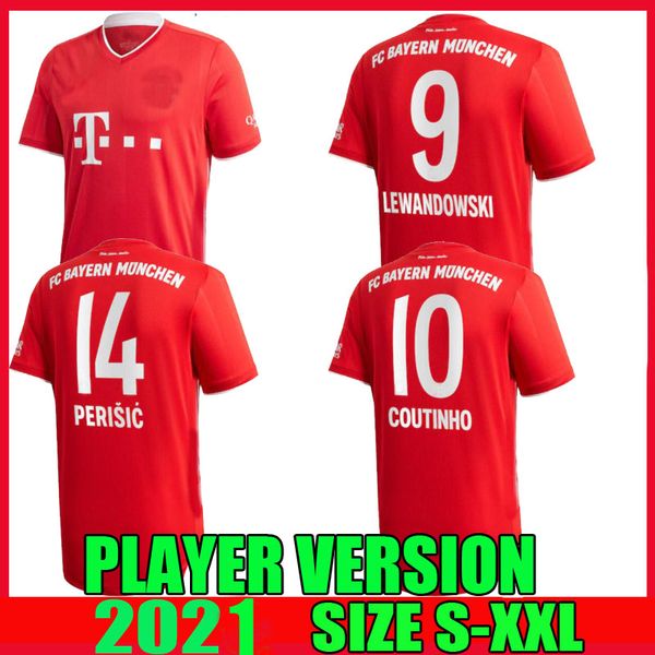 

new player version 20 21 bayern munich soccer jersey coutinho hernandez home red away gnabry lewandowski 2020 2021 muller football shirts, Black