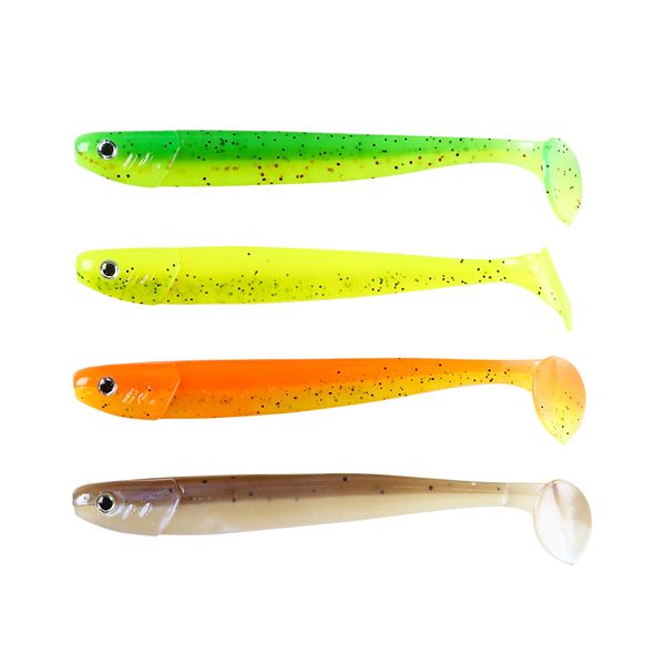 

4pcs/bag 9.5g 10 colors t tail artifical baits plastic soft fishing lure