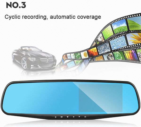 

night vision car dvr camera rearview mirror digital video recorder auto camcorder dash cam fhd 1080p dual len registrator