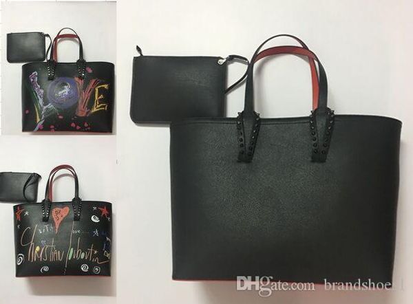 

new printing designer women handbags totes redbottom composite handbag famous shoulder bags genuine leather purse shoulder bags 2pic/set