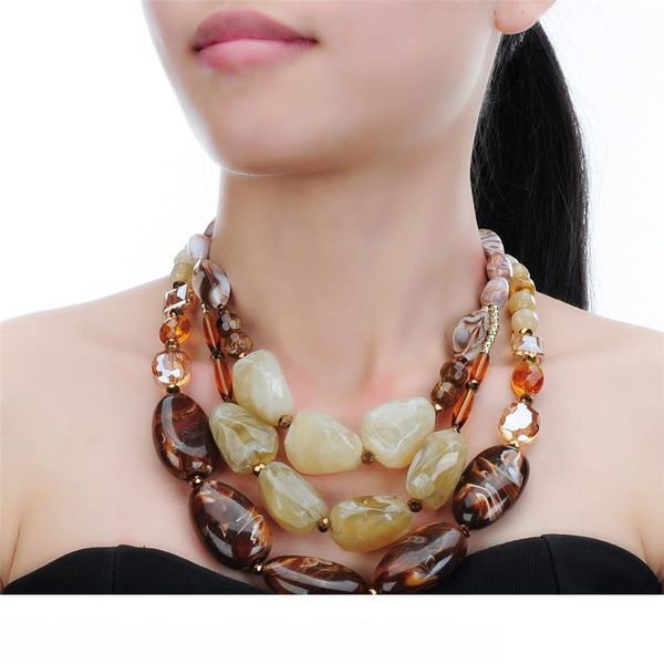 

4 цвета смолы кристалл boho этнический стиль ручной работы веревка цепи заявление кулон ожерелье многослойные ожерелье ювелирные изделия жен, Silver