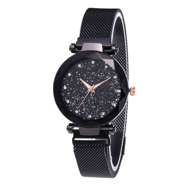 

starry sky masonry watch mesh magnet strap buckle stainless luxury watch 19ing, Slivery;brown