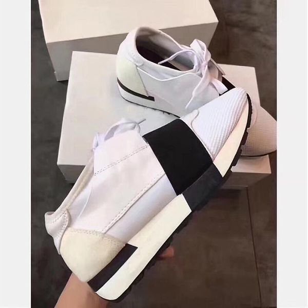 

designer sneakers zapatos mujer race runner shoes man woman casual shoes genuine leather mesh pointed toe with box us5-12l14, Black