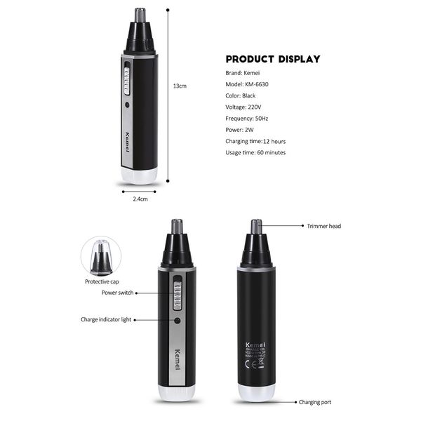 

kemei 1407 2 sideburn trimmers hair cut clipper beard shaver nose trimmer set(eu plug) bwkf vctut