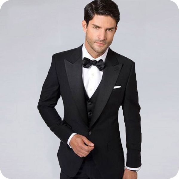 

black men tuxedos suits for wedding groom suits man blazers jacket 3pieces groomsmen wear terno masculino costume homme, Black;gray