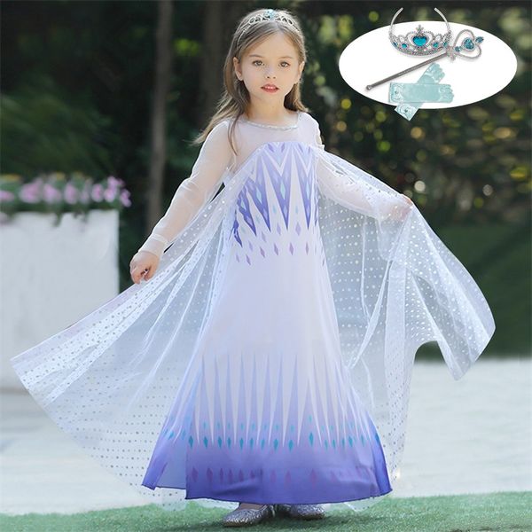 

snow queen girls dress annaandelsa 2 cosplay costume halloween princess dress for girl fancy children gowns baby girl clothes, Red;yellow