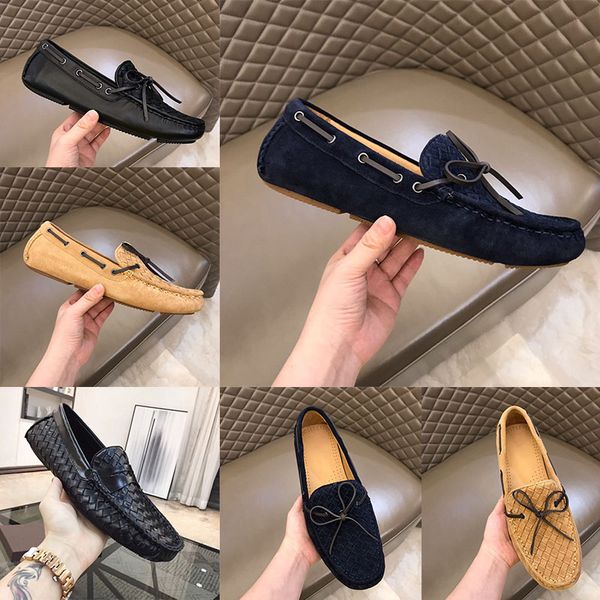 

2019 designer quality men's woven calfskin wave bells driving casual shoes, Black