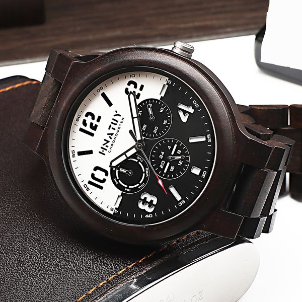 

hnatuy wooden watch men fashion casual man simple watch men's quartz clock original design brand wristwatches, Slivery;brown