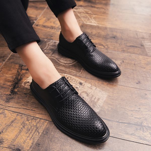 

2019 new classic leather men's suits shoes fashion slip on dress shoes men oxfords fashion business dress men, Black