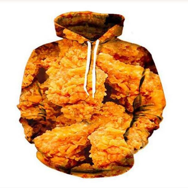 

new fashion women/men's fried chicken casual 3d printed crewneck sweatshirts hoodies sportwear coat wr266, Black