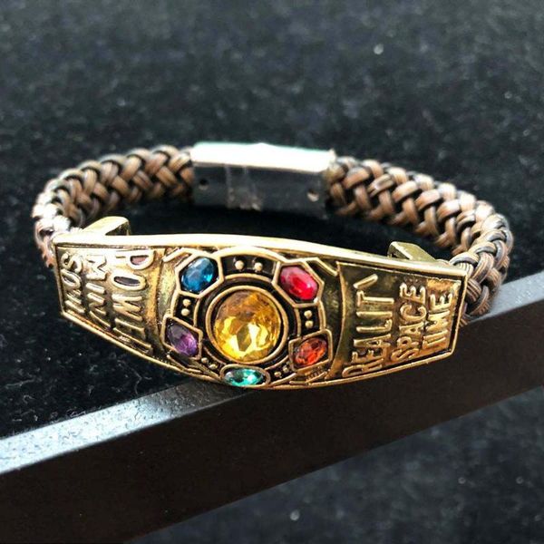 

sg 4 thanos bracelets iron man infinity power gauntlet bangles for women men memorial collection jewelry gifts, Black