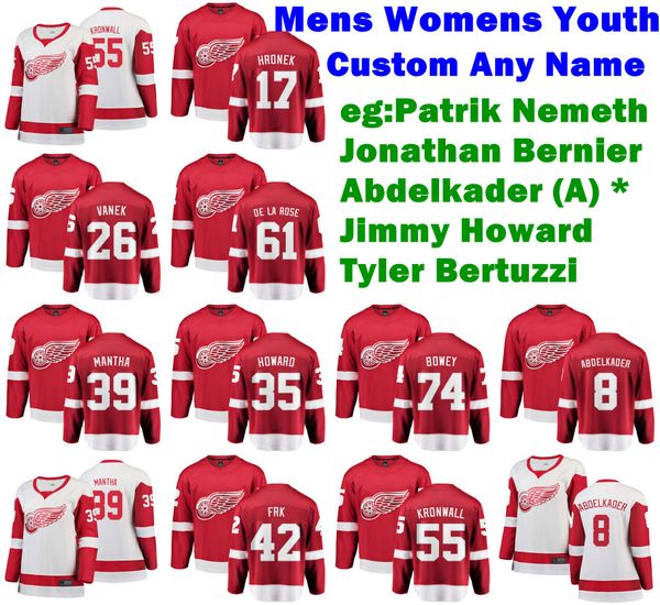 

detroit red wings jerseys patrik nemeth jersey jonathan bernier tyler bertuzzi jimmy howard abdelkader hockey jerseys womens custom stitched, Black;red