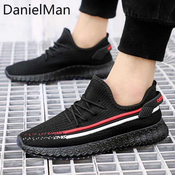 

danielman men vulcanize casual shoes fashion black male air mesh lace up shoes autumn sneakers tenis lightweight breathable shoe