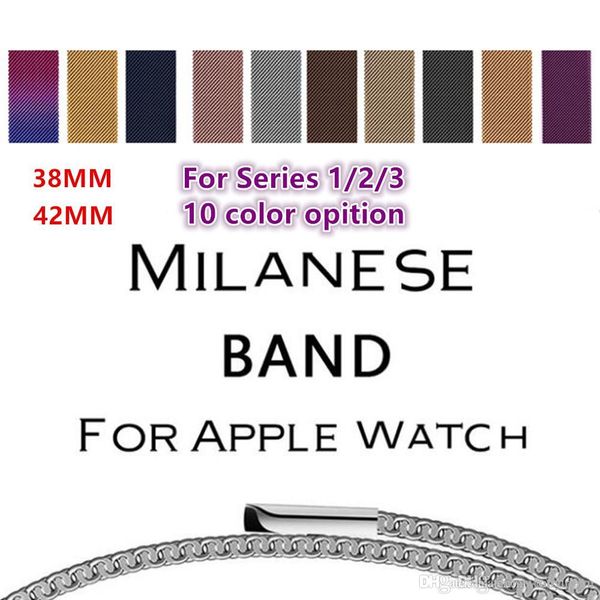 

10 color tainle teel milane e loop band for iwatch trap 42mm 38mm for apple watch band erie 3 2 1