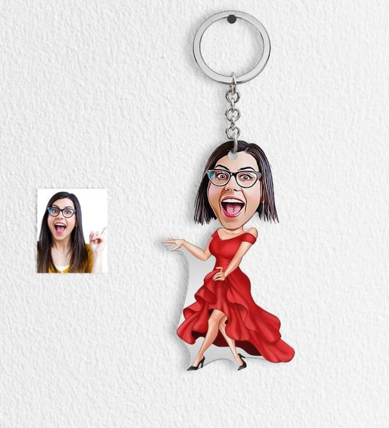 

personalized women 's mannequin cartoon keychain-1