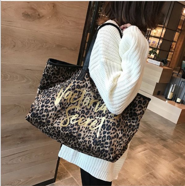 

european and american fashion trend letters shoulder portable diagonal large bag simple street beat wind leopard women's multi