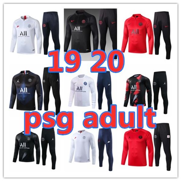 

новый psg взрослый футбол длинный рукав костюм 19 20 высокое качество париж jordam беговая набор mbappe футбол куртка спортивный костюм chan, Blue;black