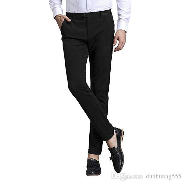 

мужской костюм брюки стрейч офис смарт мужские формальные умные повседневные рабочие брюки подходят прямые брюки pocketgreat для формального, Black