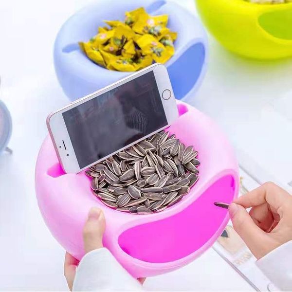 

plastic lazy fruit phone peel shell storage accessories detachable double candy dish round fruit storage box