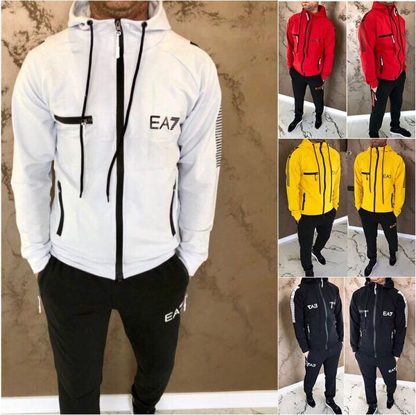 

2019 fashion mens fashion spring hiphop tracksuits hoodies pants 2pcs clothing sets pantalones outfits, Gray