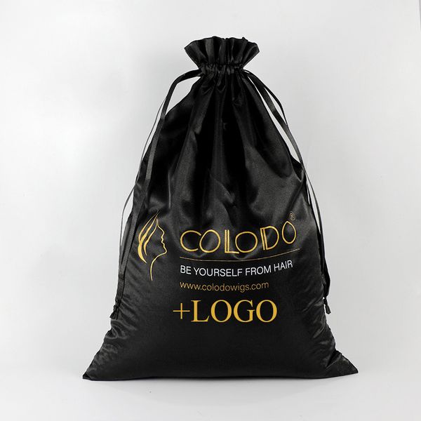 

20pcs custom logo satin hair packaging bag shoe/makeup/products/bag/wigs packing pocket 18x30/30x40cm drawstring bags