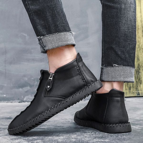 

puimentiua pu leather men casual shoes comfortable men fashion walking shoes big size brown black man soft flat footwear