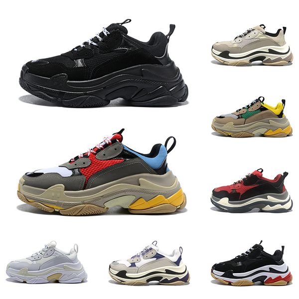 

designer paris 17fw triple s mens womens sneakers black red white green casual dad shoes tennis increasing sports size 5.5-11