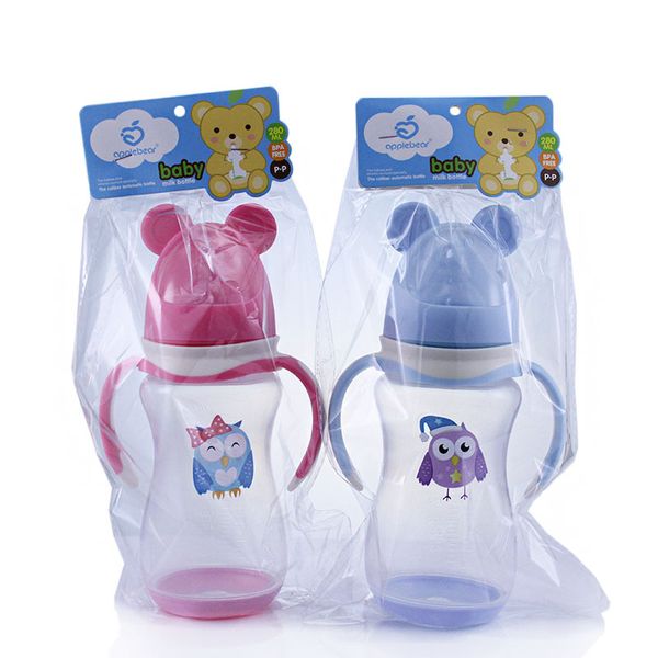 

280ml baby milk feeding bottles pp newborn kids nursing care feeder fruit juice milk cute bottles with handle
