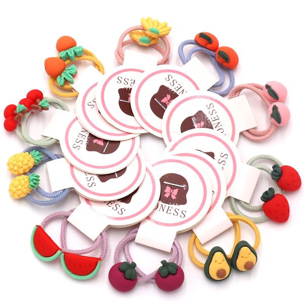 

2pcs/lot new kids cartoon hair accessories girls 3cm fruit ponytail holder rubber band children gum for hair scrunchies headwear, Slivery;white