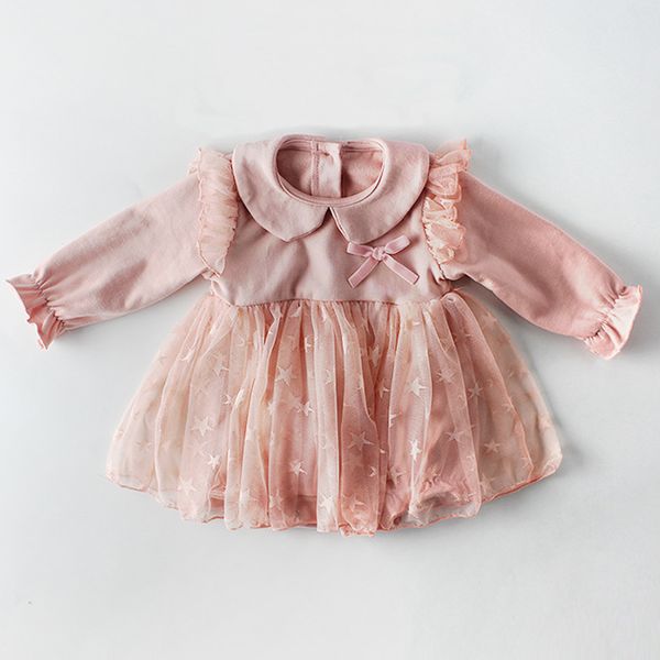 

cute girls tutu romper dress spring 2022 boutique long sleeve cotton baby girl rompers 18121401, Blue