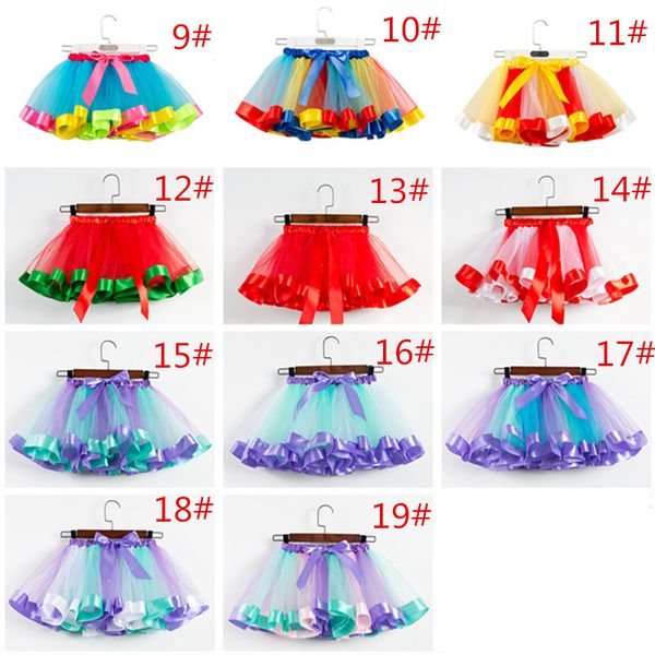 

girls rainbow tutu skirt tulle dance ballet dress toddler rainbow bow mini pettiskirt party dance tulle skirts sport dresses 19 colors, Blue