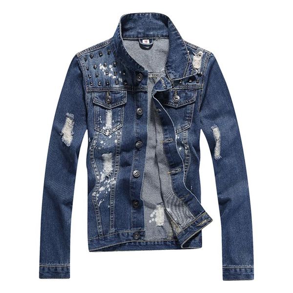 

men jacket - new arrival denim jacket denim men cultivating new winter rivet #1782698, Black;brown