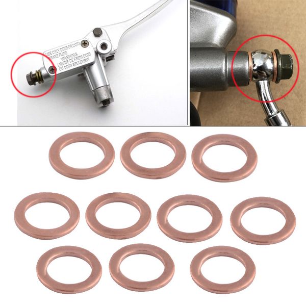 

20pcs/lot copper 8mm 10mm 12mm 14mm motorcycle brake master cylinder gasket hydraulic oil pipe fittings screw gasket