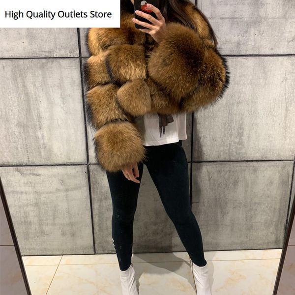 

raccoon fur coat women real fur coat natural raccoon long sleeve, Black