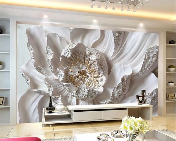 3d Wallpaper Large 3d Pink Relief Gold Flower Living Room Bedroom Background Wall Decoration Mural Wall Paper Simpsons Wallpaper Space Wallpaper From