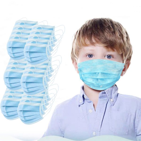 

50pcs/lot kids' size disposable face masks 3-layers non-woven soft breathable children face mask anti-dust earloop outdoor proof