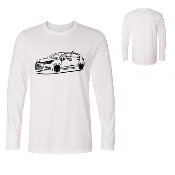 

men's citroen c4 inspired car art men t-shirt france classic car citroen 2cv t-shirts hip-hop t-shirt long sleeve t-shirts, White;black