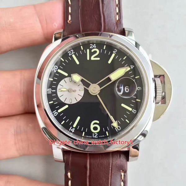 

zf maker men's 44mm gmt p 88 0008 leather bands swiss eta 7750 movement automatic mens watch watches, Slivery;brown