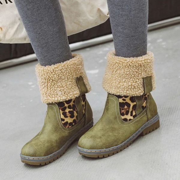 

nice new vogue warm boots women female ankle boot shoes high heels female fashion leopard boots plus size, Black
