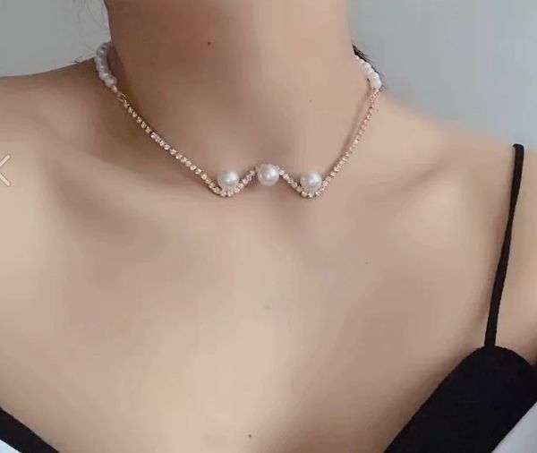 

совершенные жемчужного колье кристалла цепи ожерелье женщины, Golden;silver