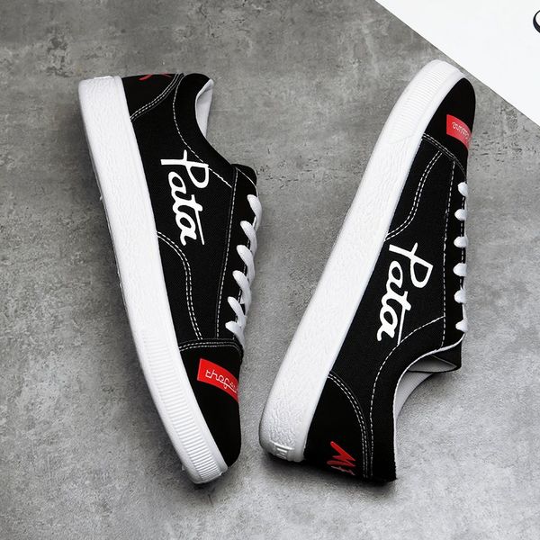 

popular couple pata canva shoes flat shoes classic white black autumn walking luxury mens womens casual shoes
