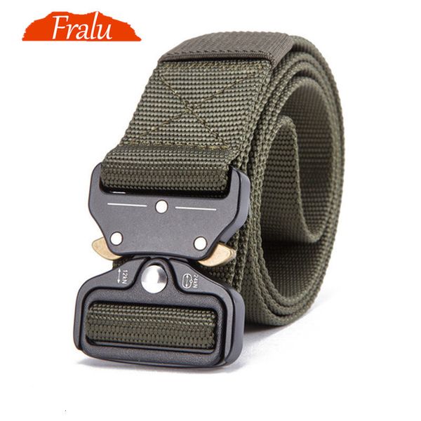 

fralu equipment knock off army belt men's heavy duty us soldier combat tactical belts sturdy 100% nylon waistband, Black;brown