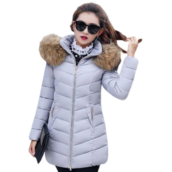 

winter women long down coat parka with fur collar hooded down jacket, Black;white