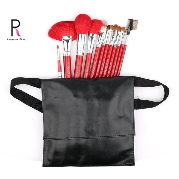 

2019 new bright red christmas eve gift 12 professional makeup brush set with beautiful cosmetic bag