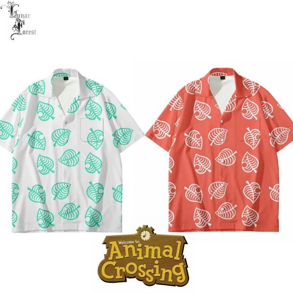 

men's casual shirts cute animal crossing 3d printing shirt women/men summer short sleeve cool loose button streetwear overclothes 6xl, White;black