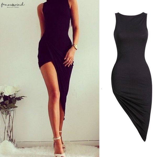 

cut out dresses sheath column elegant short irregular fashion black bandage dress vestidos de graduacion vestido festa trendy sales, Black;gray