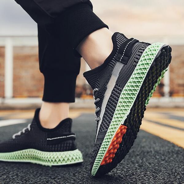 

designer luxury 2019 new men's shoes flying woven mesh shoes outdoor running breathable sports students casual tide shoes ing, Black