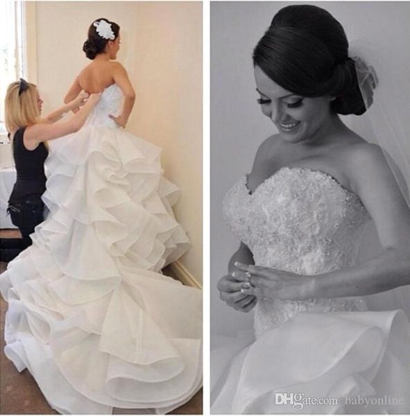 

2020 vintage cascading ruffles plus size mermaid wedding dresses sweetheart beaded appliques court train bridal gowns corset backless bc0490