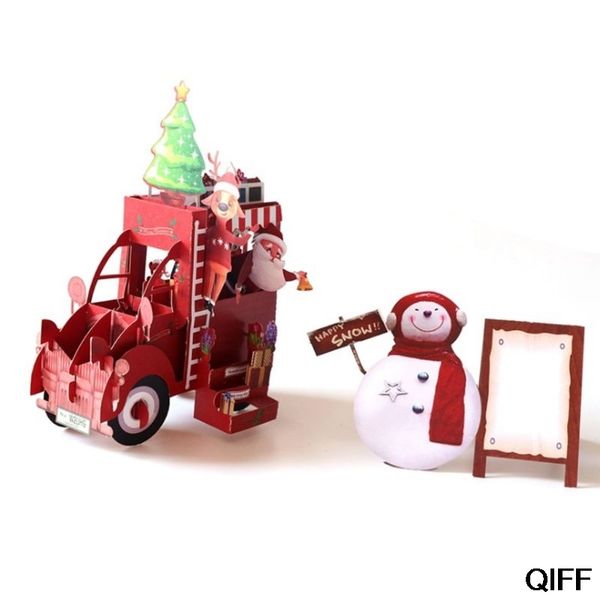 

wholesale christmas car 3d pop up greeting cards wedding birthday holiday postcard invitations with envelope may06