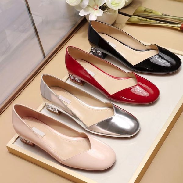 

chaussures dress shoes luxury designer women shoes fashion plain chunky heel 3cm lady designer shoes genuine leather, Black